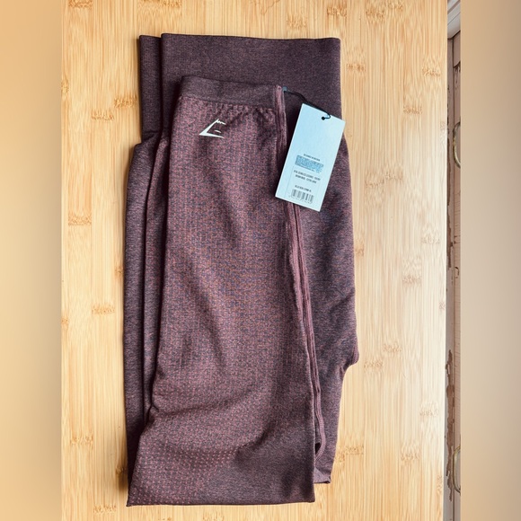 New With Tags Vital Seamless Gymshark Leggings   cherry brown marl XL - Picture 2 of 4